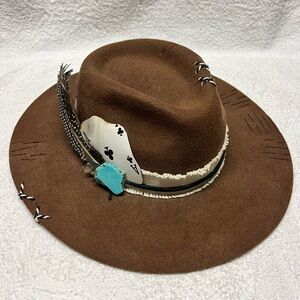 🤠 Peter Grimm True Character 100% Wool Brown Western Fedora Hat Playing Card
